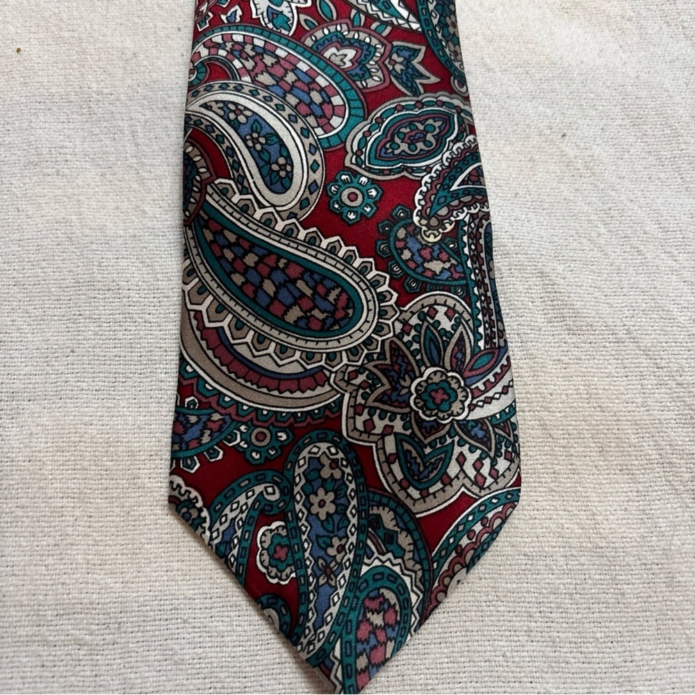 Oscar De La Renta Men Neck Tie Silk Geometric Multicolor‎ Paisley Workwear USA